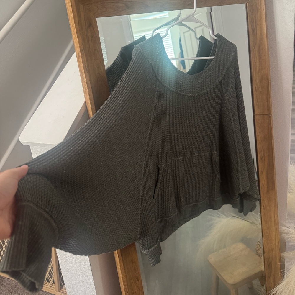 Free People We The Free Slouchy Waffle Top - Picture 2 of 4